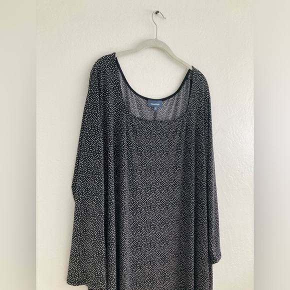 Modcloth Polka Dot Black and White Long Sleeve Dress Ditsy Stretch Pullover 4X - Picture 3 of 11